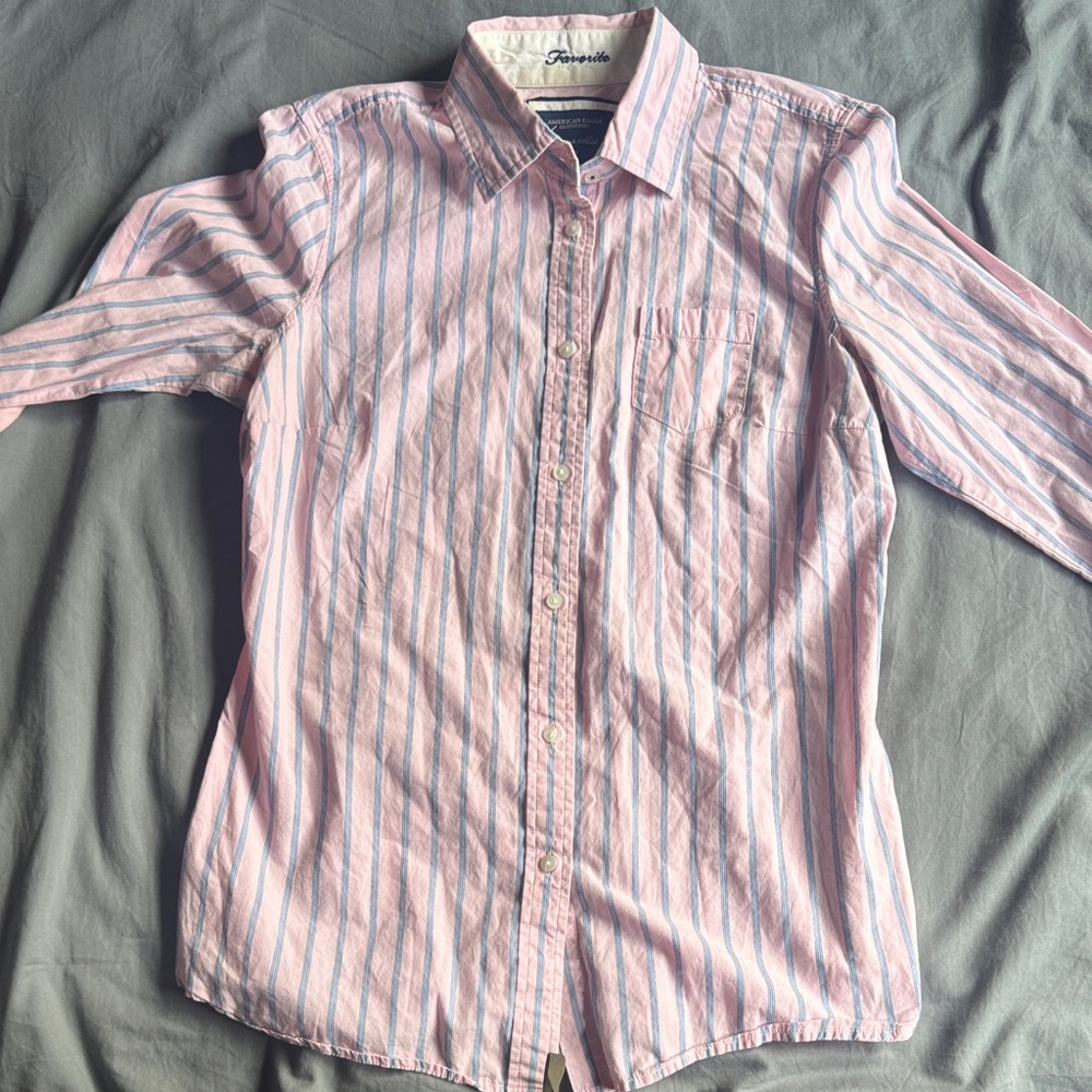 American Eagle Outfitters Pink Striped Shirt